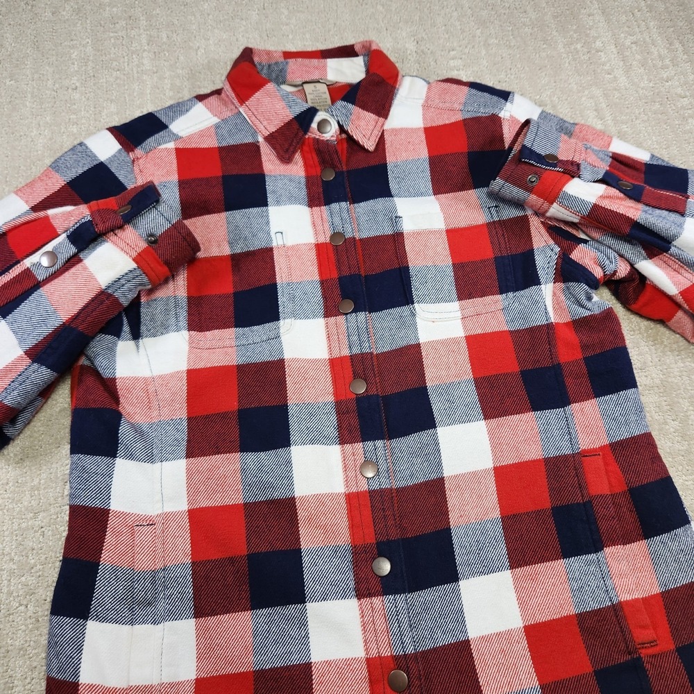 Duluth Jacket Women Small Flapjack Flannel Shacket Quilt Lined Heavy Cotton‎